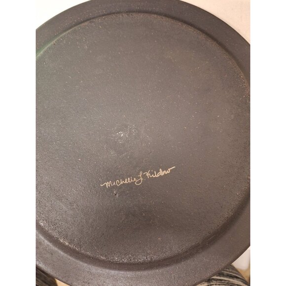 Set of 3 Folk Art Wood 9.5"  Plates Hand Painted Floral Signed Michelle Kildow - Picture 3 of 6